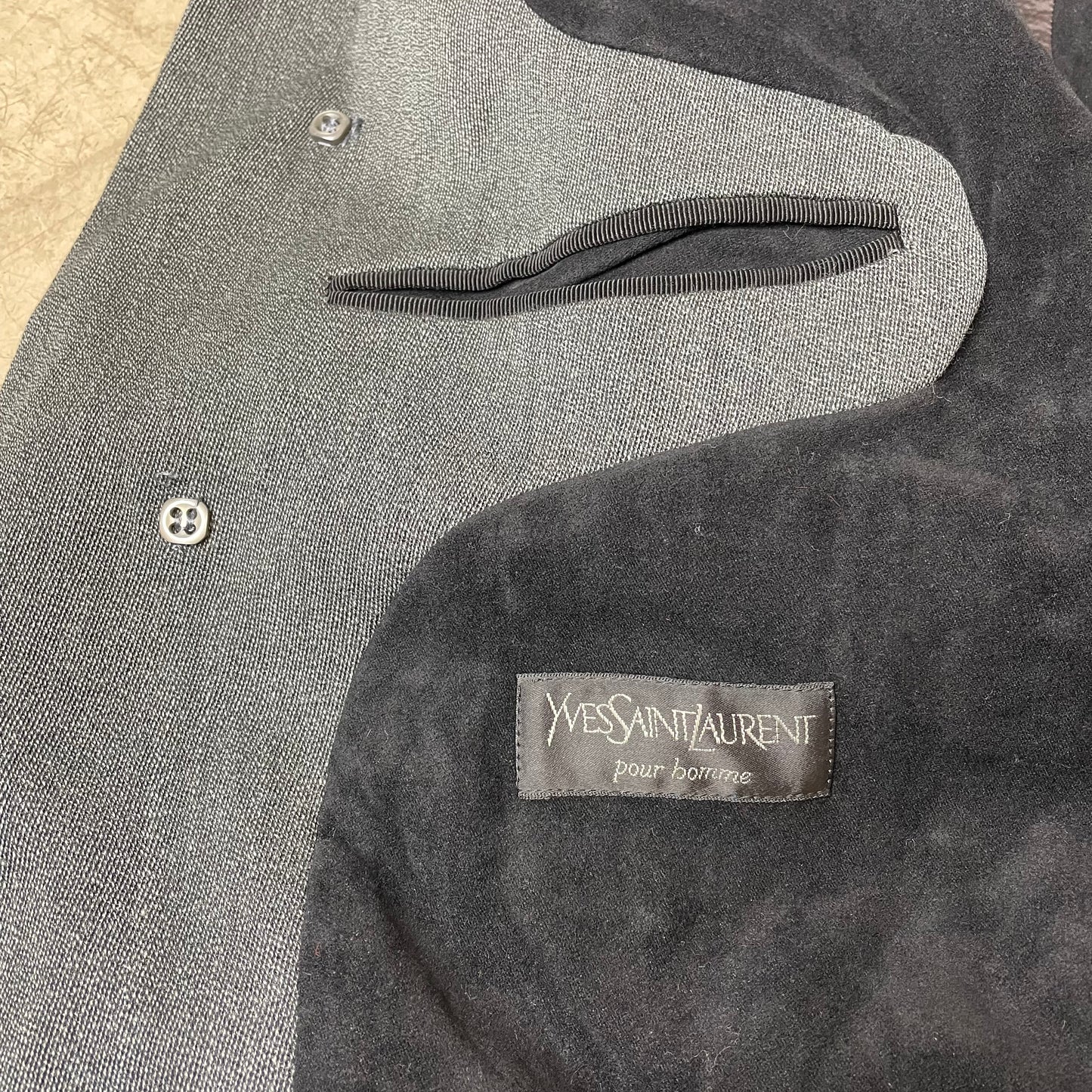 (XL) Vintage Yves Saint Laurent Homme Wollmantel Schurwolle grau Gr.50
