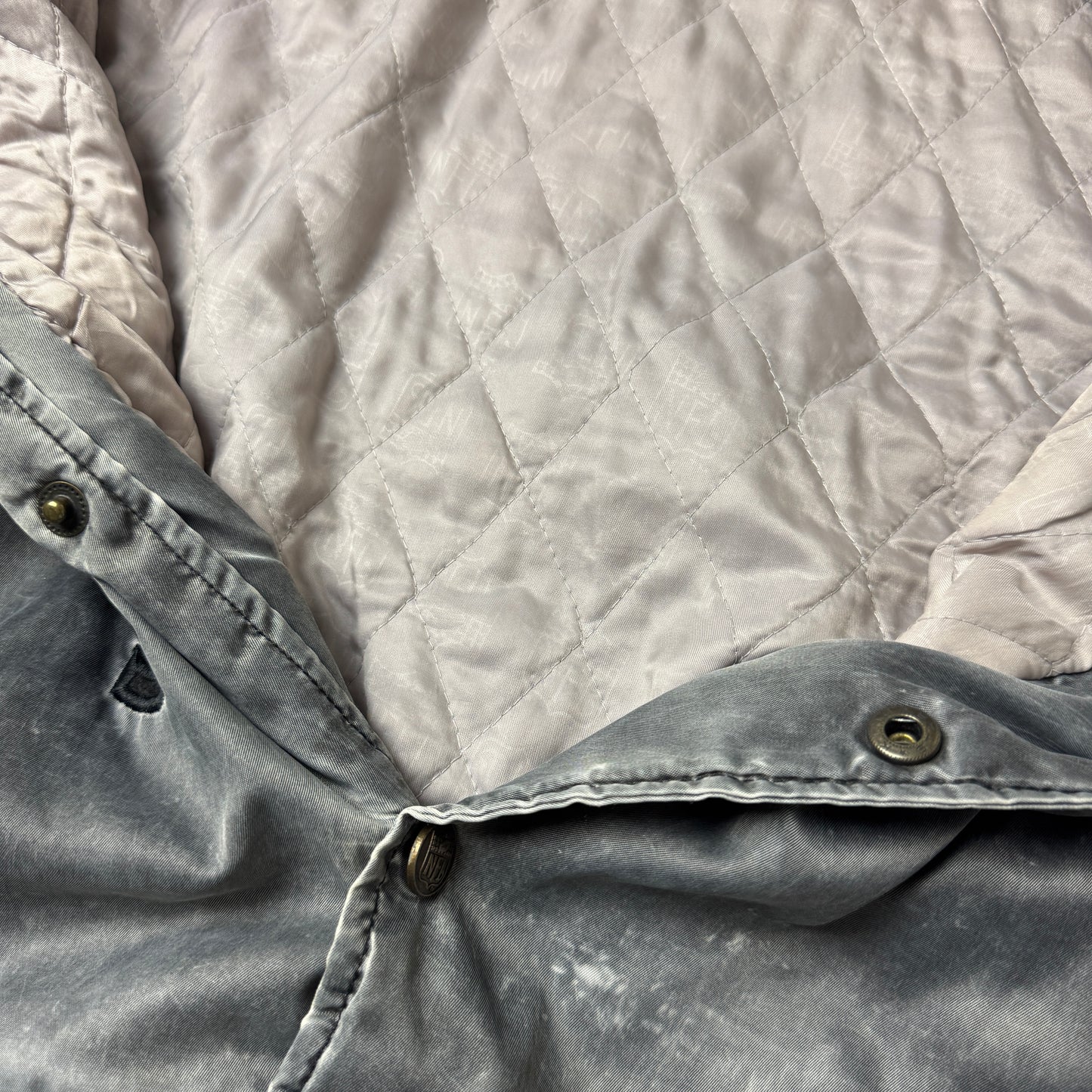 (XL) 1990s Campri Teamline Raiders Satin Bomberjacke Faded Grau