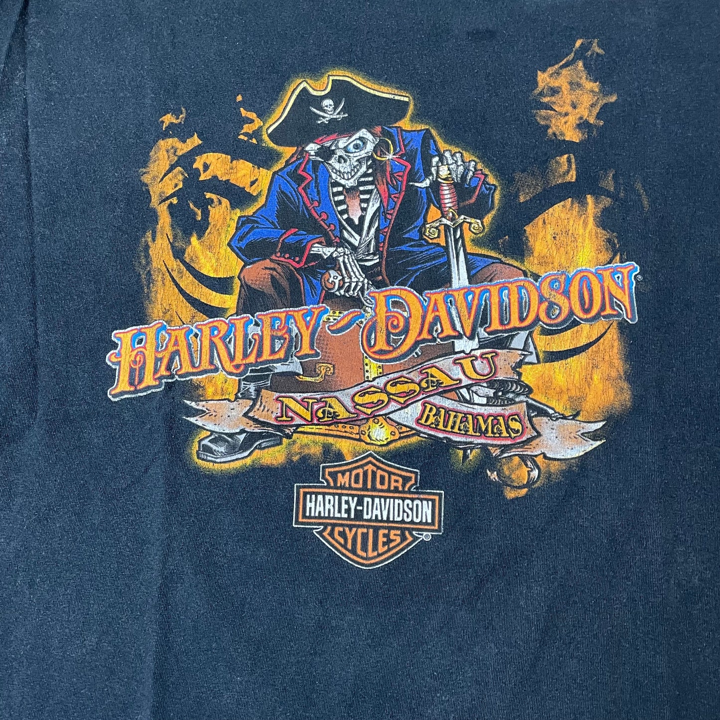 (XL) Harley Davidson Biker Pirate Nassau Bahamas Tshirt schwarz