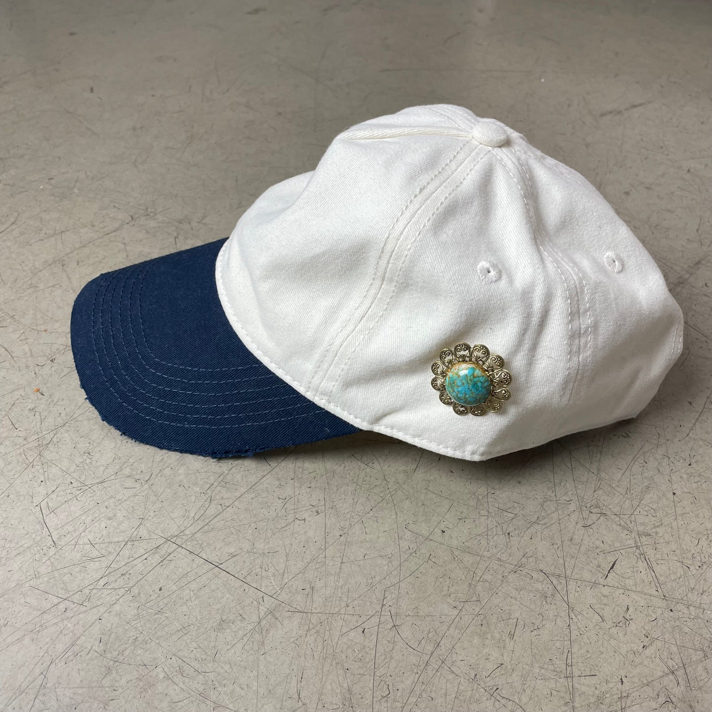 Antik Vintage Pin Canvas Cap Navy blue beige
