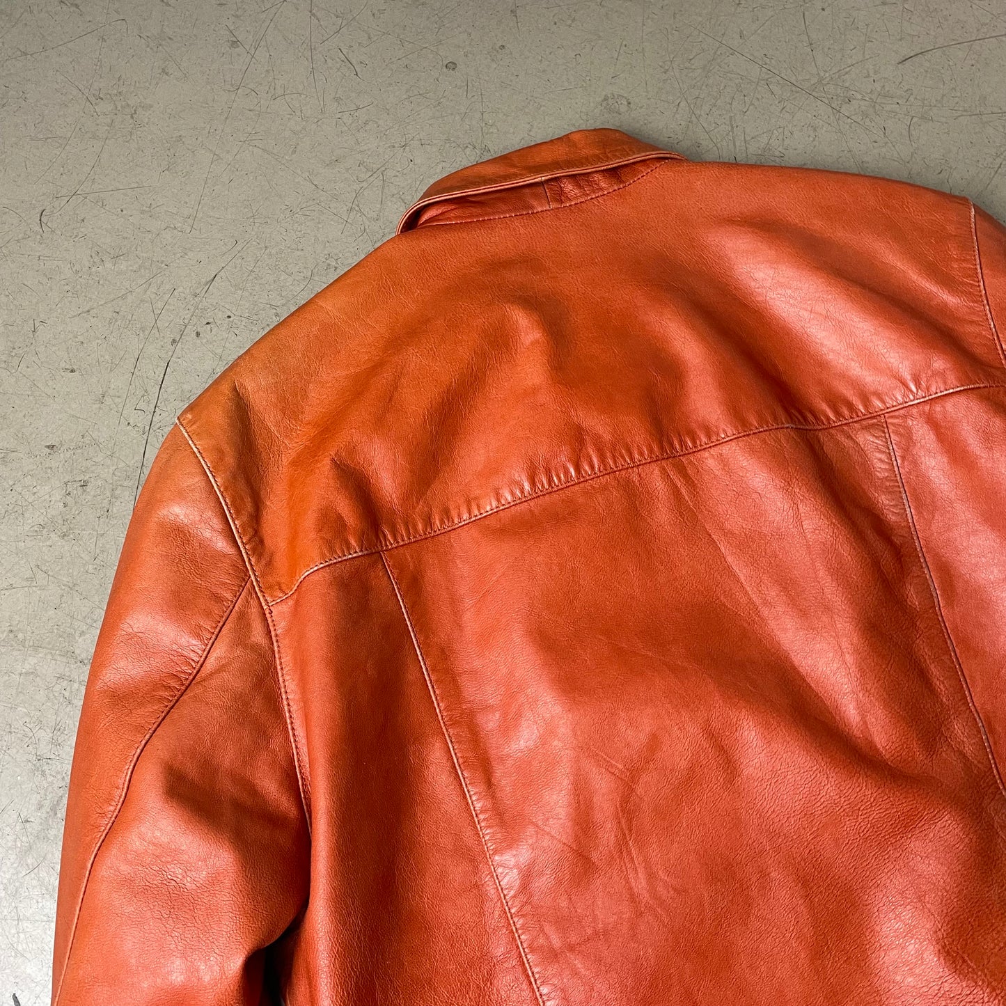 (L) Gipsy Lederjacke Kragen Hüftlang orange