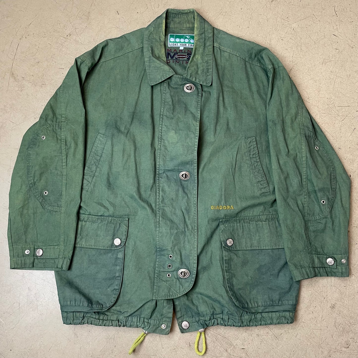 (L) Vintage Diadora Marine Diving faded grün Jacke
