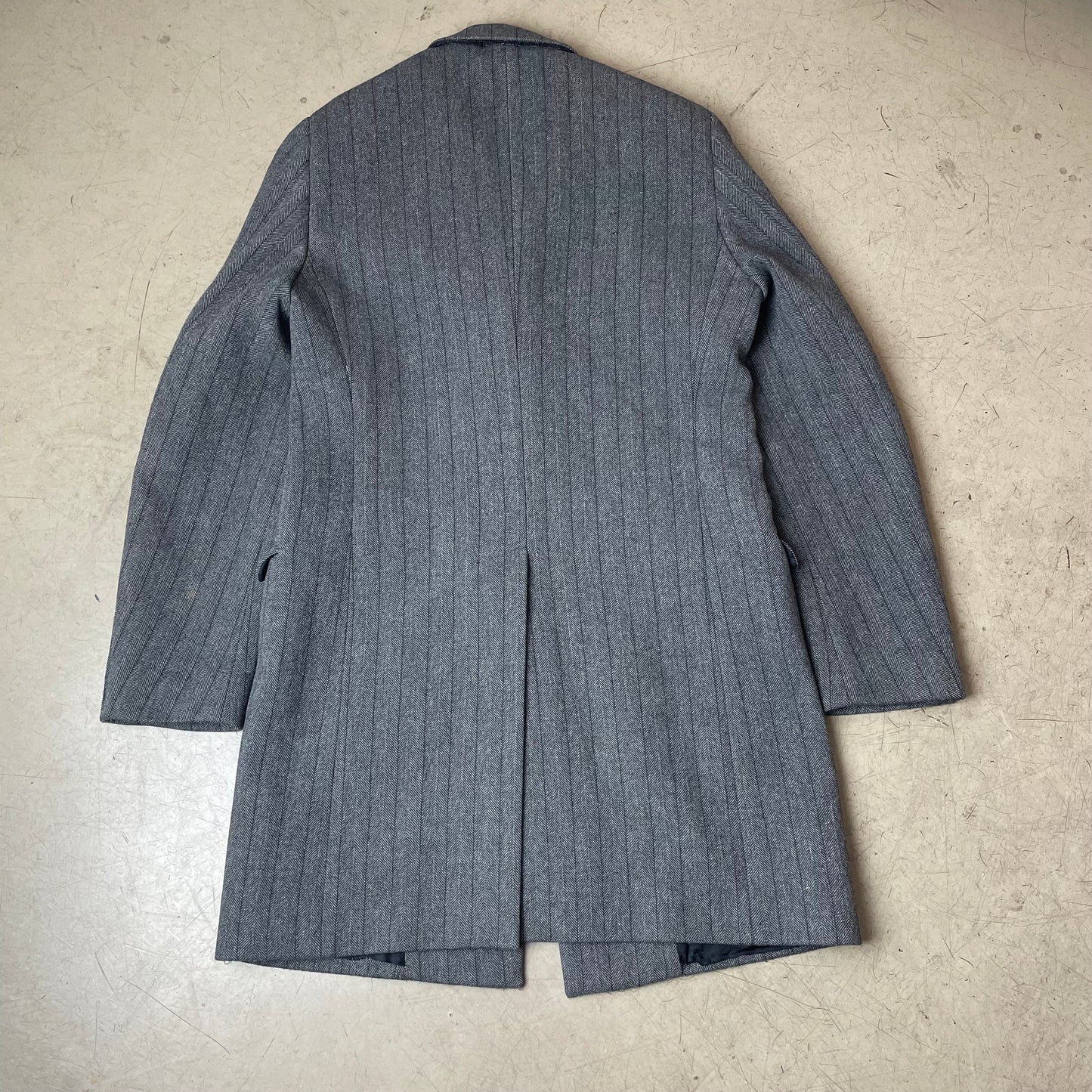 (M-L) Miu Miu Wollmantel grau gestreift Schurwolle Gr.52